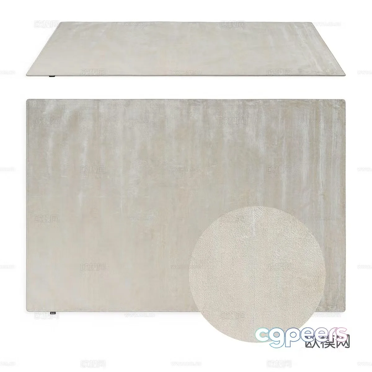 Modern creamy wool carpet 3d model