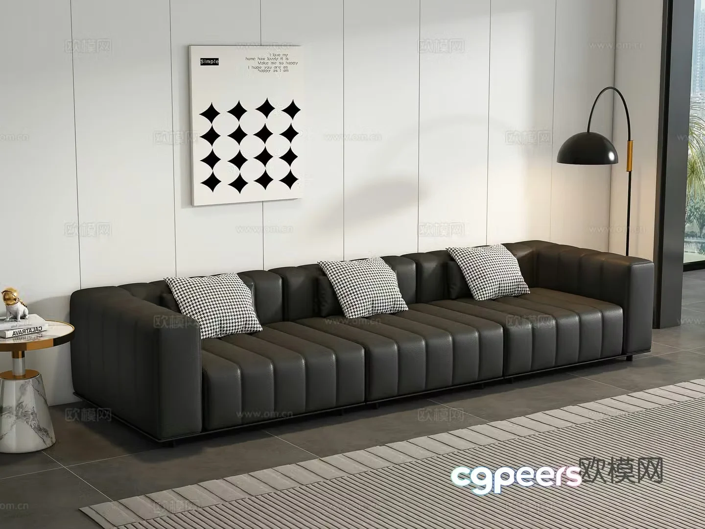 Modern multi-seater sofa 3d model