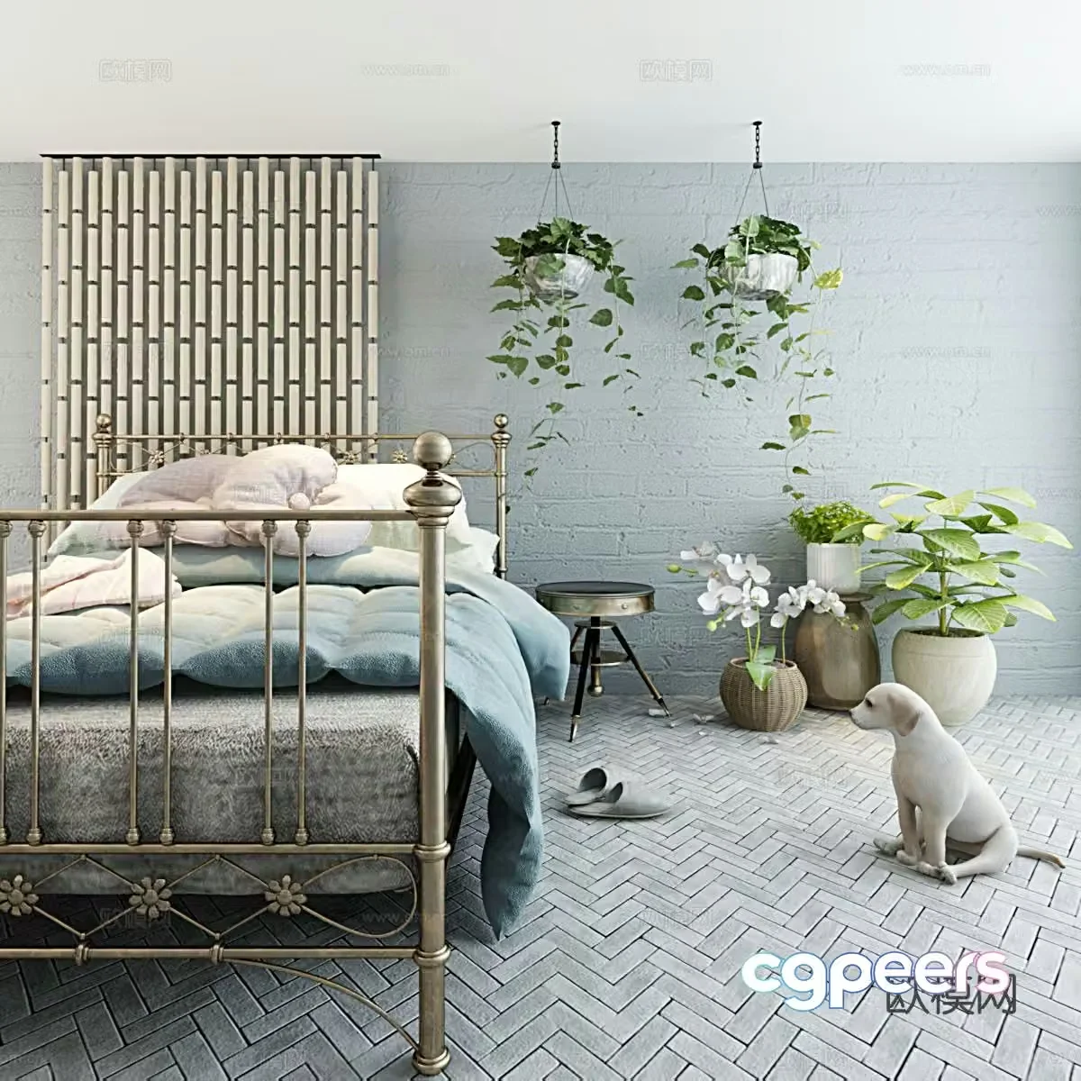Nordic double bed 3d model