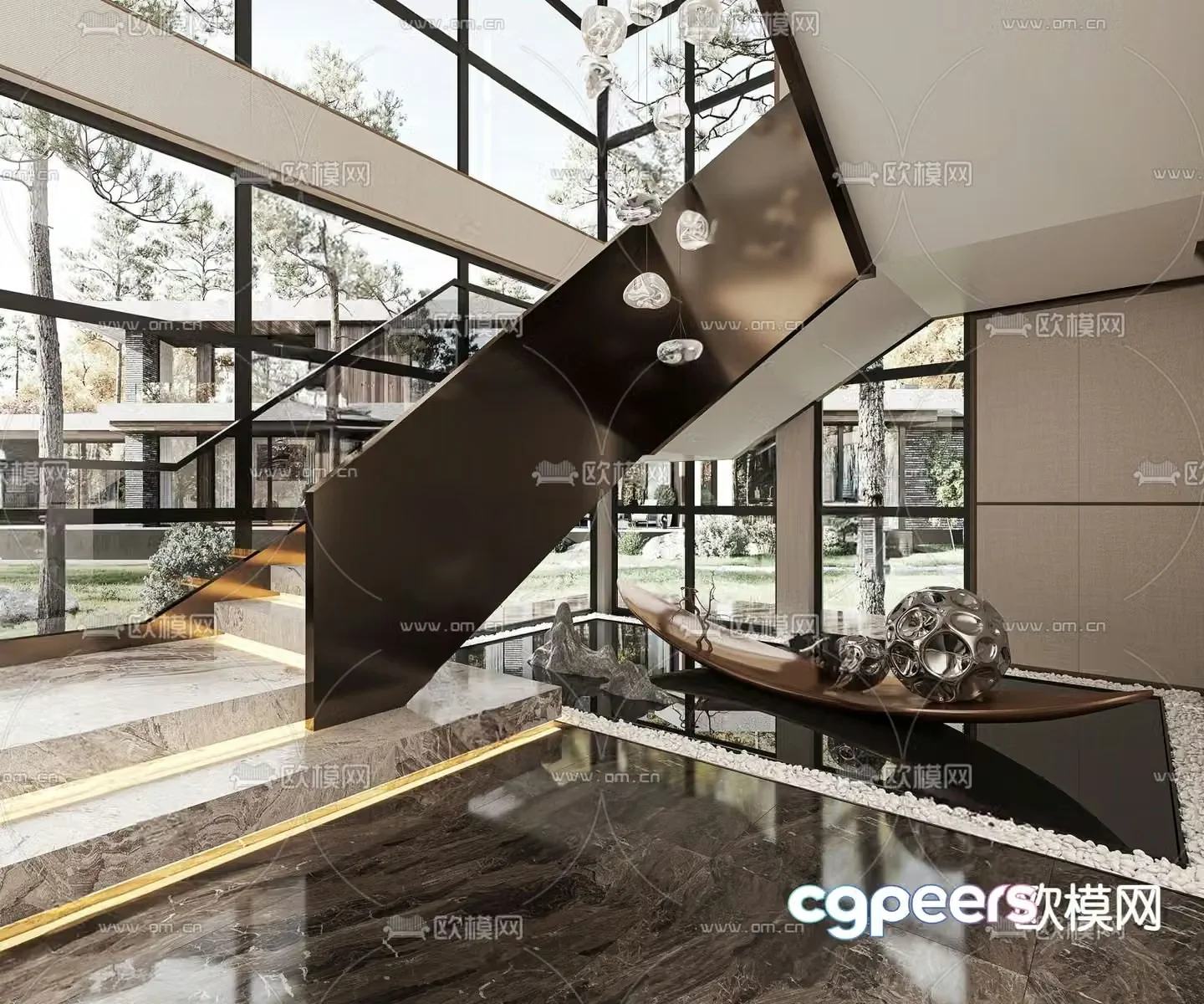 Modern stairwell villa stairwell 3d model