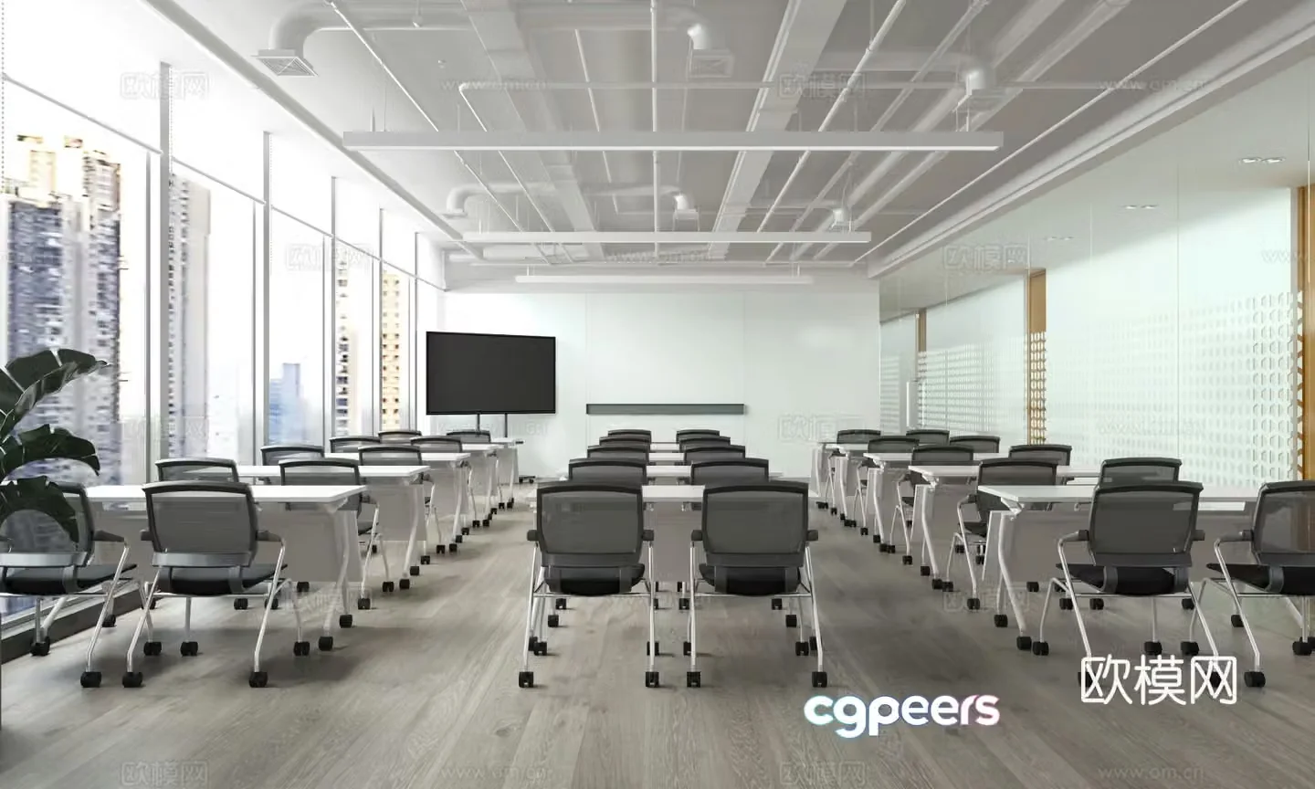 Industrial style conference room multifunctional room training room learning discussion room 3D model