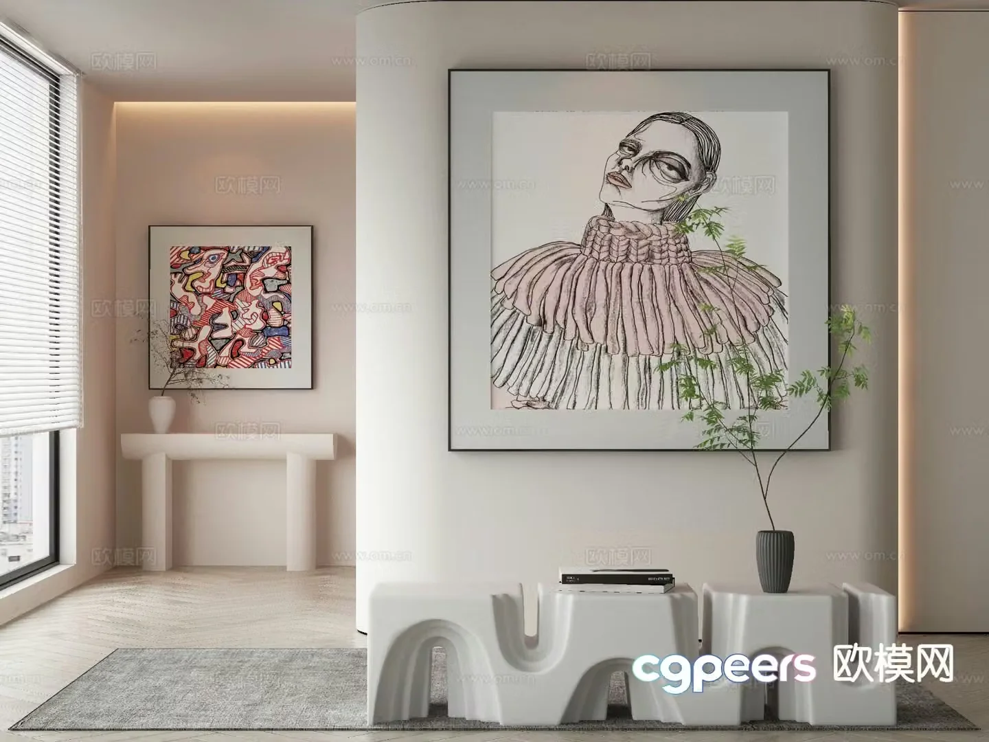 Modern art painting texture painting decorative painting 3d model