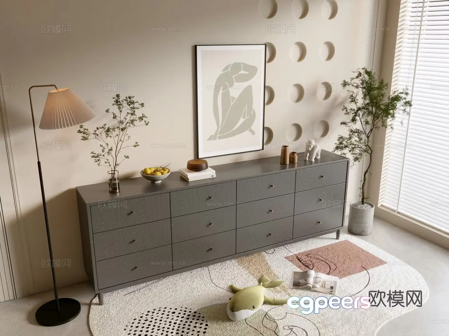Modern black porch cabinet sideboard cabinet balcony cabinet storage cabinet entrance porch cabinet 3D model