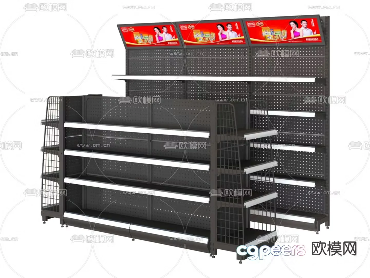 Wrought iron shelves supermarket shelves shelf display cabinet 3d model