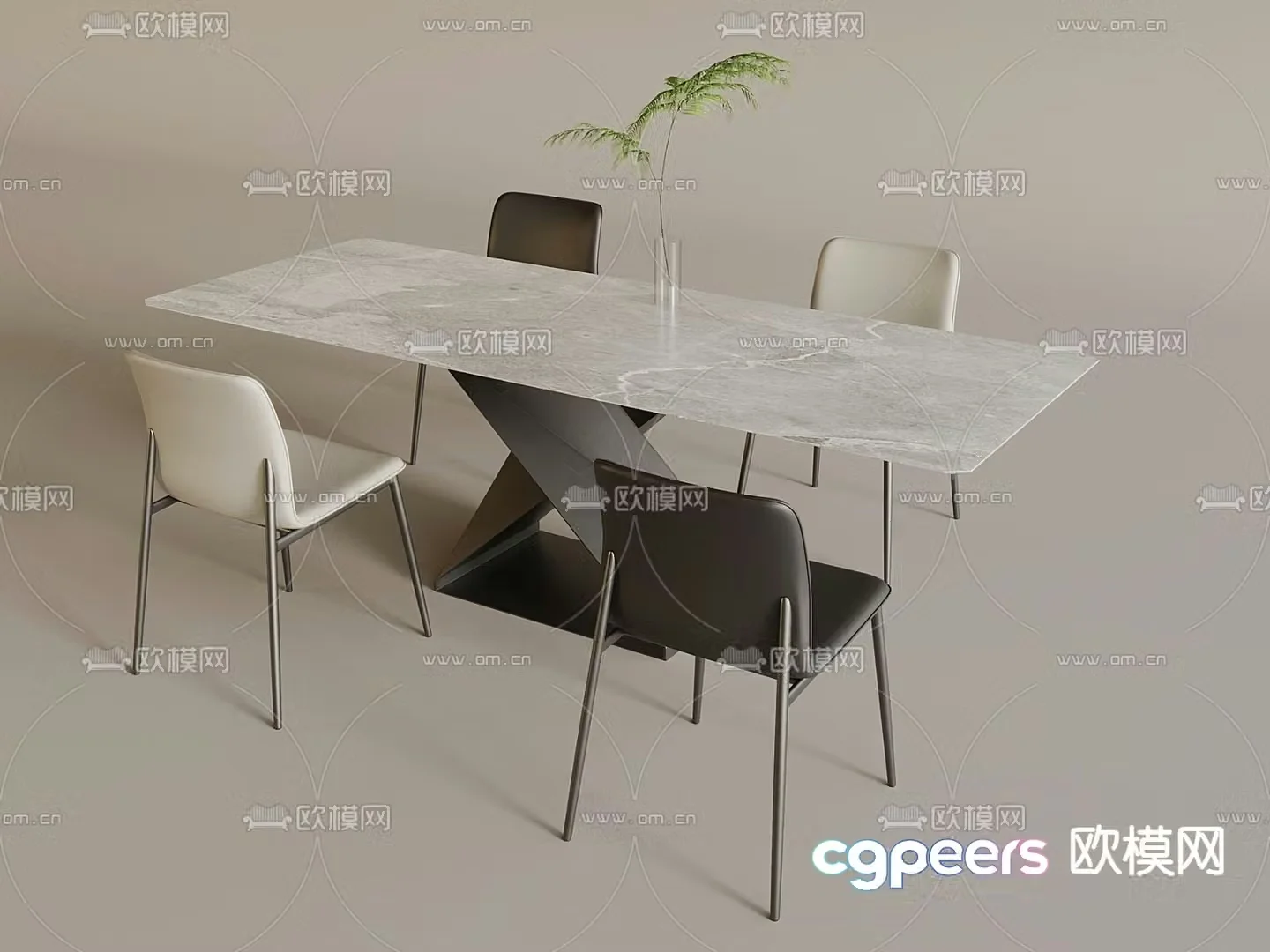 Bar dining table and chairs slate dining table 3d model