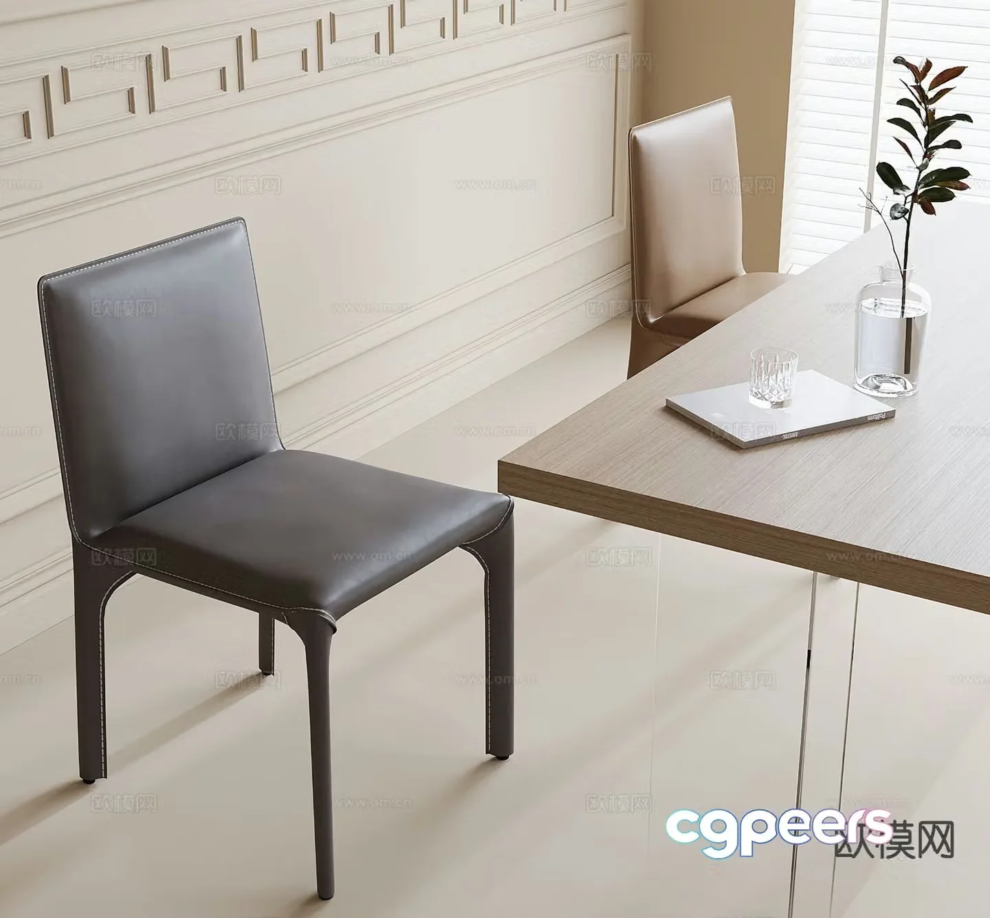 leather chair dining chair 3d model