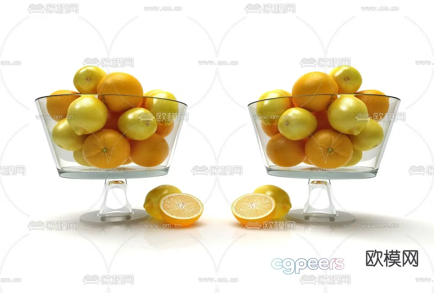 Lemon Orange Fruit Plate Fruit 3D Model
