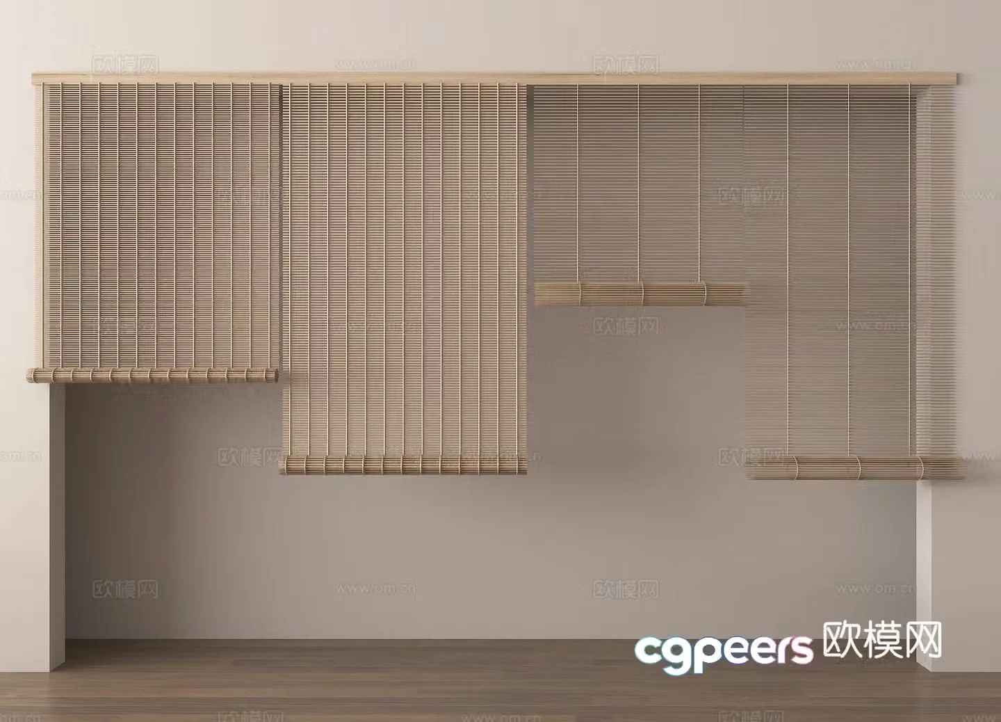 Venetian blinds bamboo curtain roller blind 3d model
