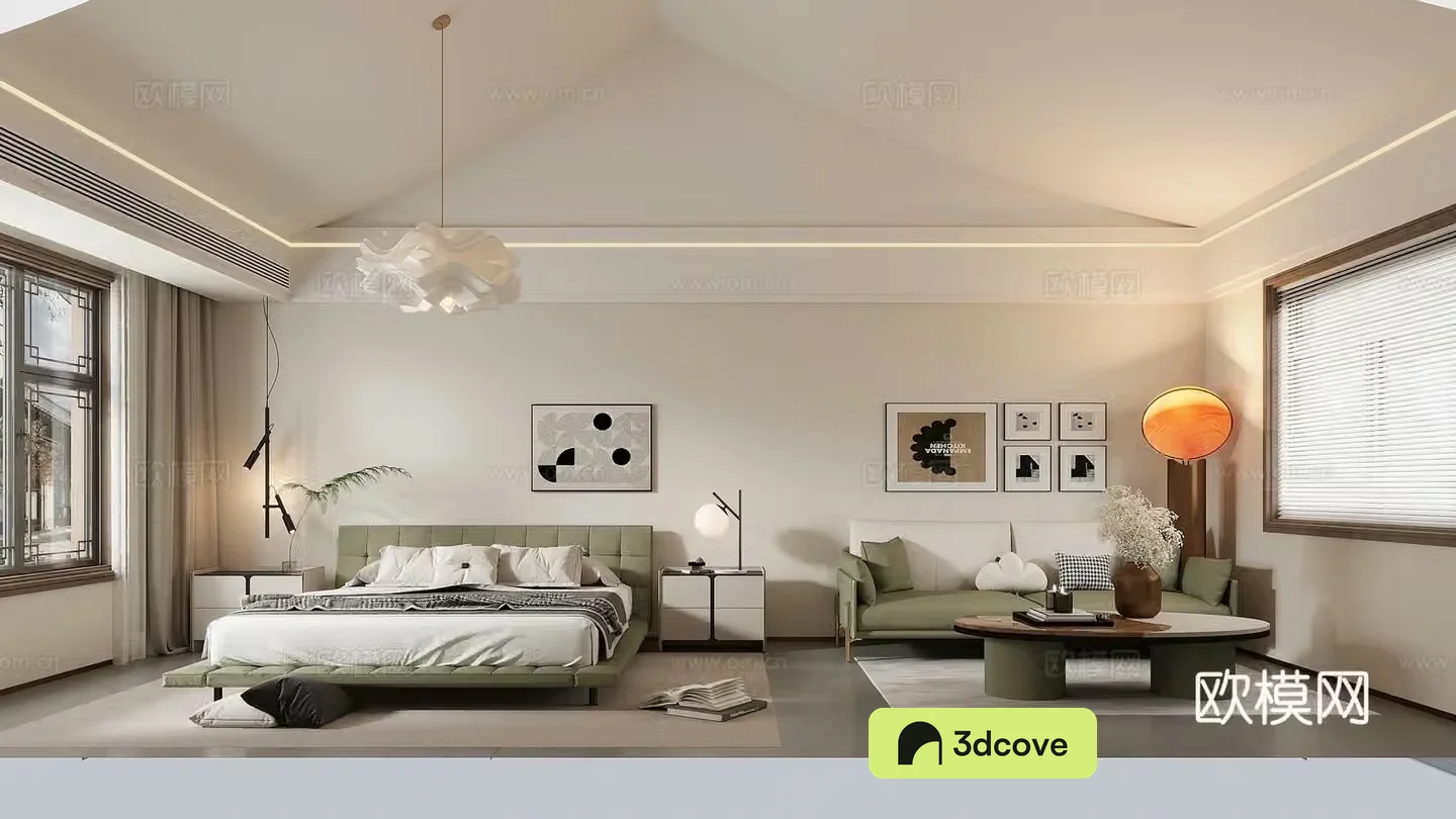 Modern B&B bedroom slanted roof bedroom