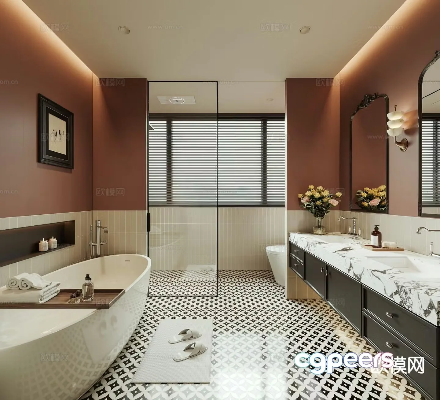 French retro bathroom bathroom 3d model