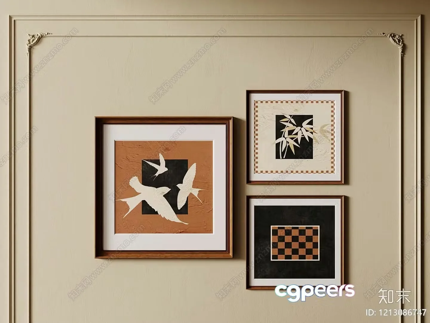 Artwork On A Wall 3D Model – 3701 – VRAY Render