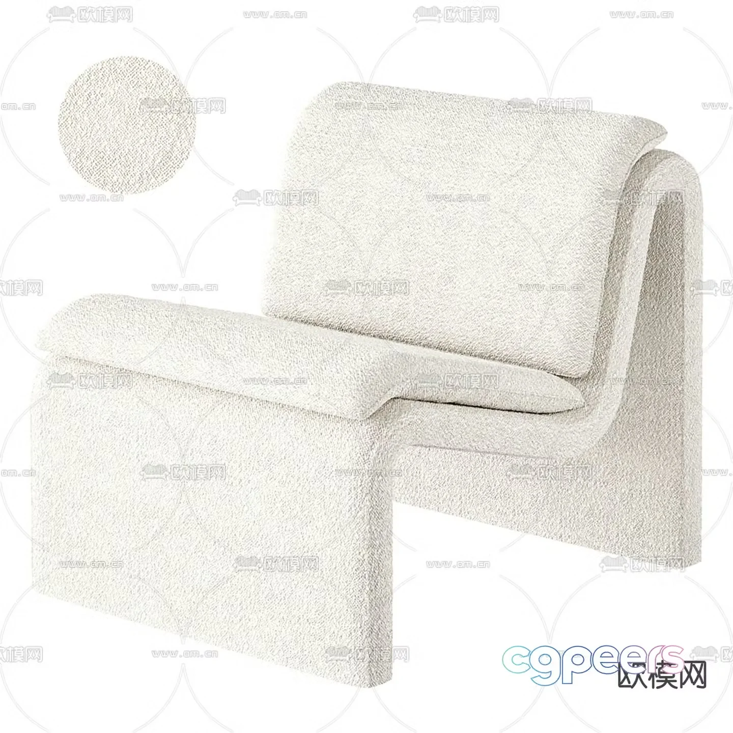 Cream style chair leisure chair 3d model