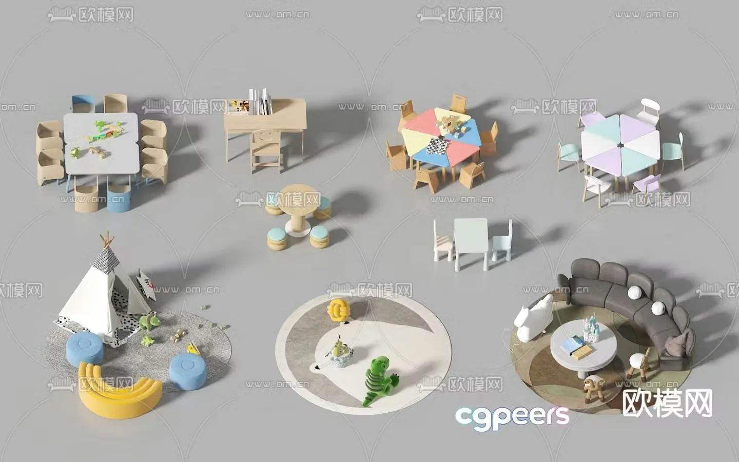 Children’s tables and chairs game tables and chairs 3d model