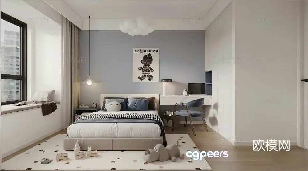 Modern children’s room_boys room 3D model