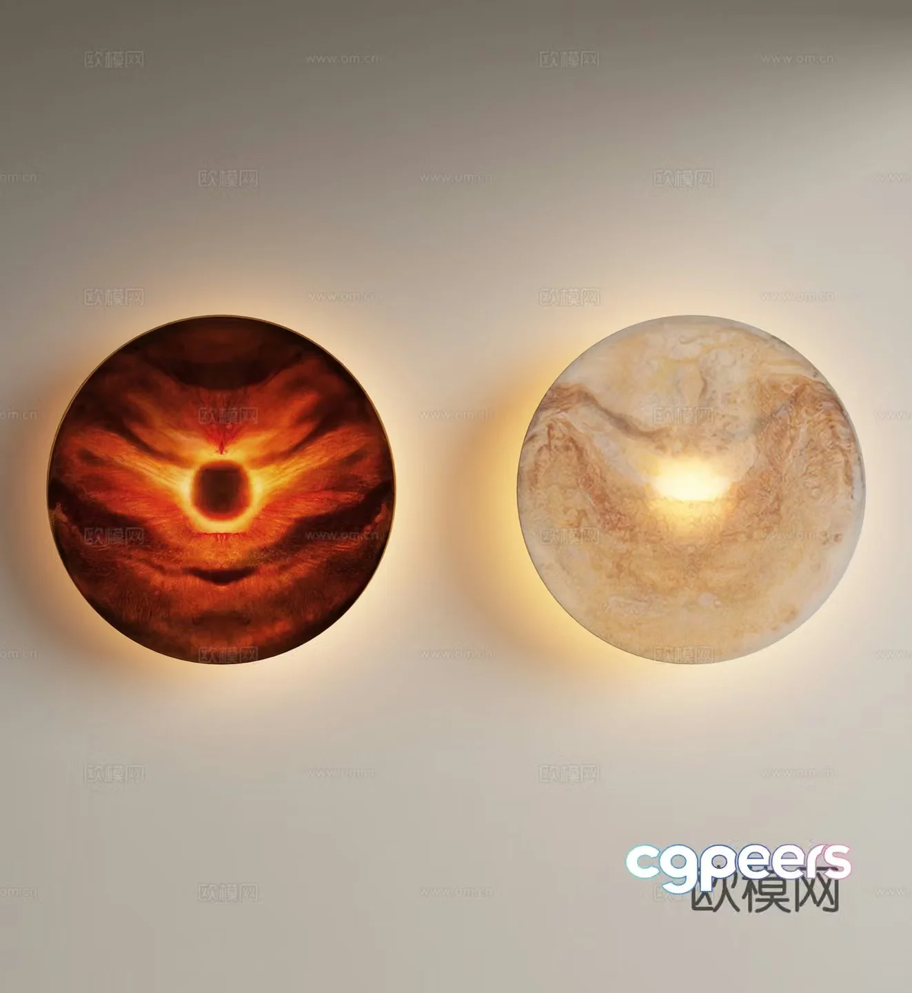Modern translucent stone wall lamp round wall lamp 3d model
