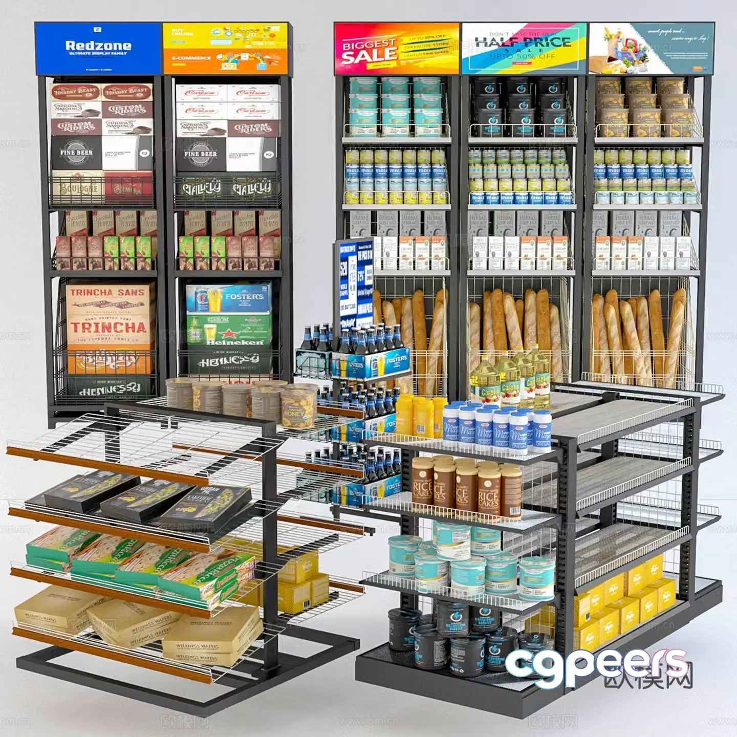Modern commodity container shelves display rack 3d model