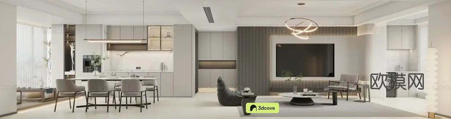 Modern living and dining room