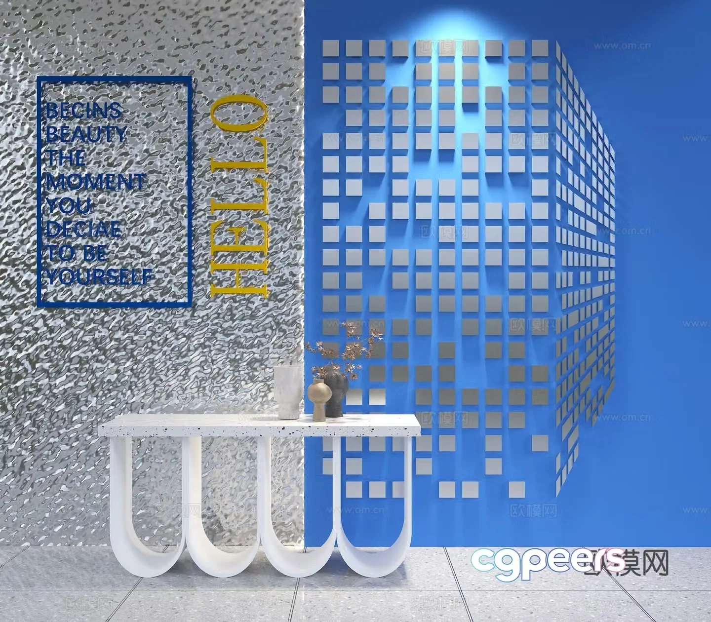 Internet celebrity atmosphere wall mosaic background wall creative decoration three-dimensional wall decoration front desk background wall 3d model