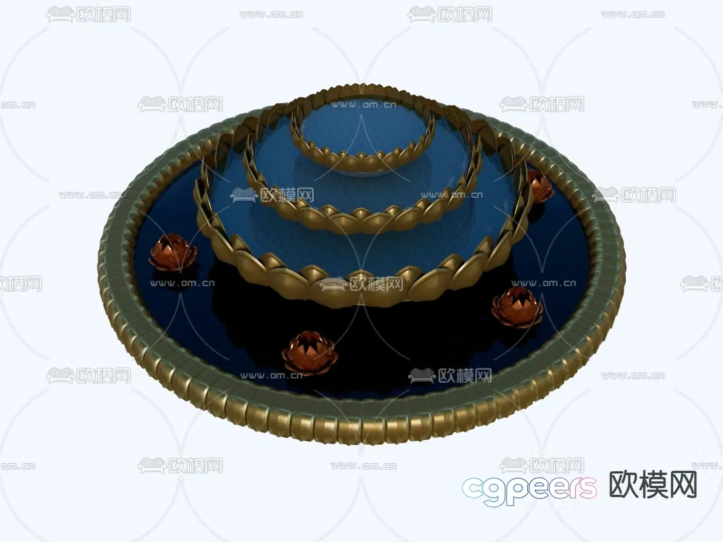 New Chinese style waterscape Lotus over water 3D model