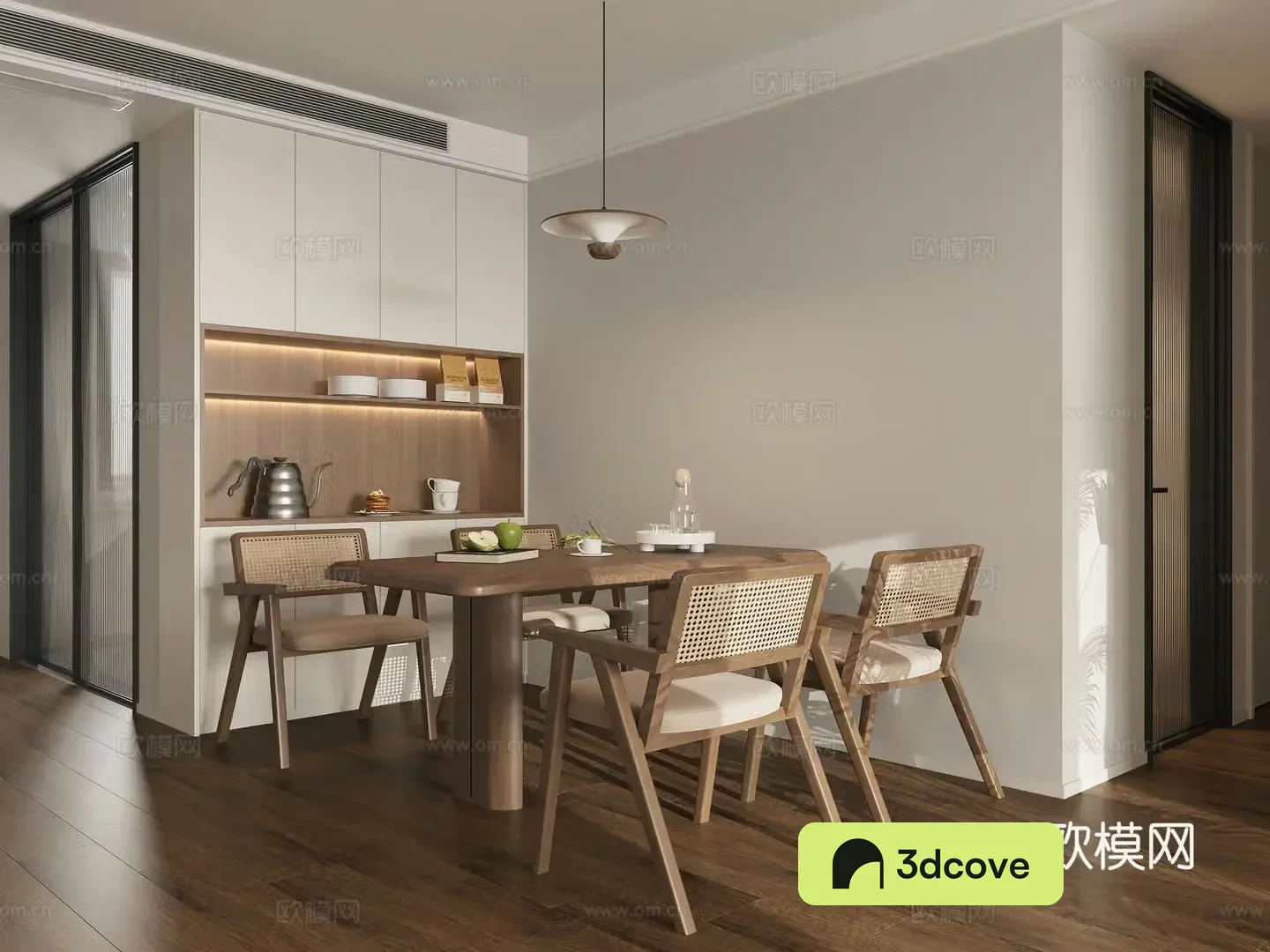 Wasabi Restaurant Dining Table and Chair 3D Model