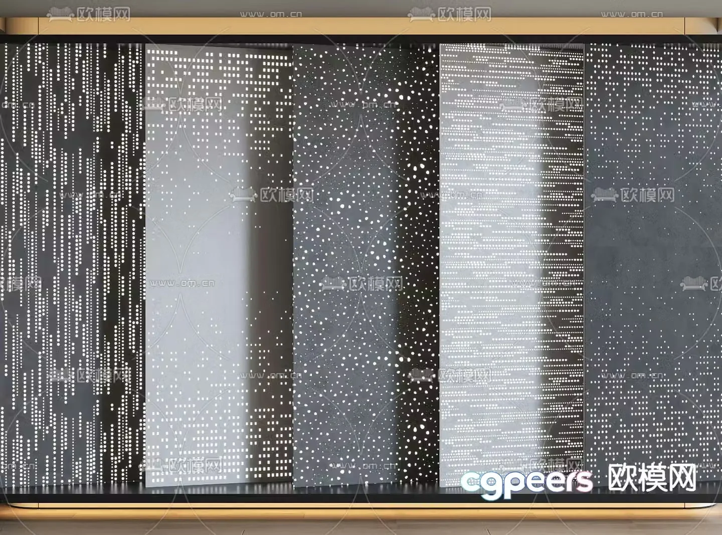 Modern translucent plate hollow plate aluminum plate 3d model