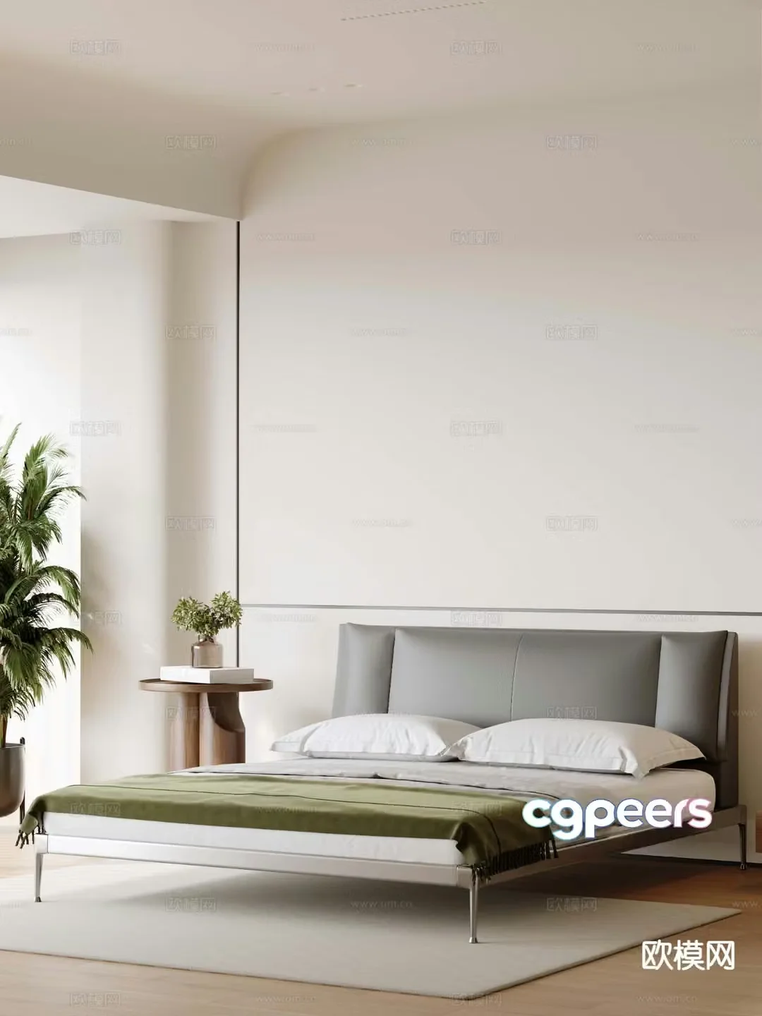 Italian double bed 3d model