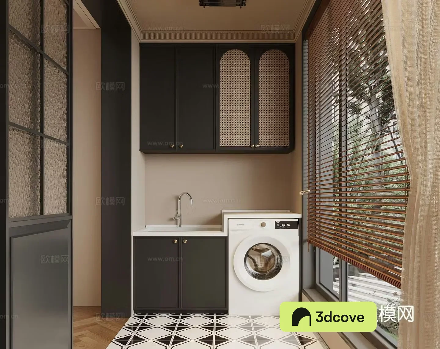 French balcony laundry room
