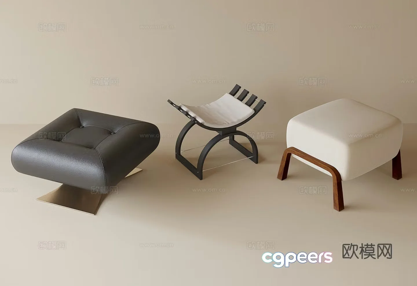 Modern sofa stool shoe change stool 3d model