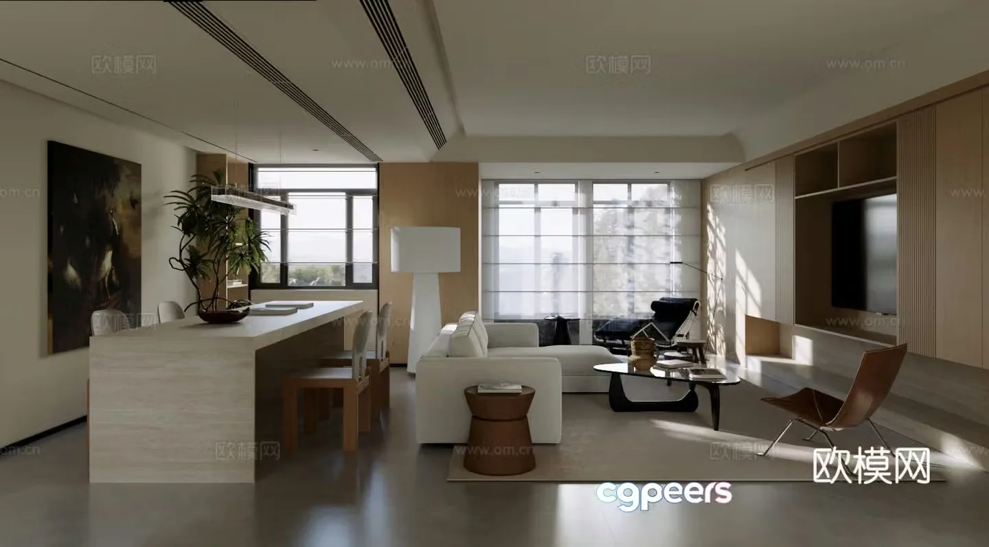 3D model of medieval style living room restaurant
