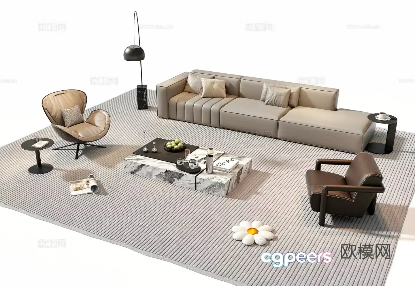 Italian sectional sofa 3d model