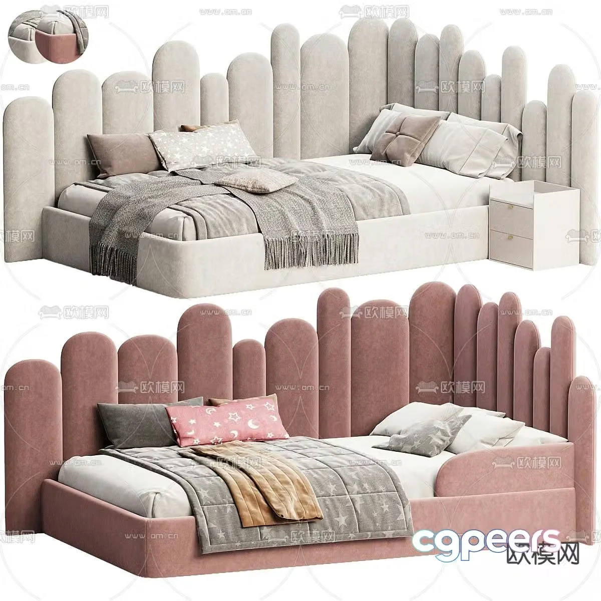 Modern single bed children’s bed 3d model