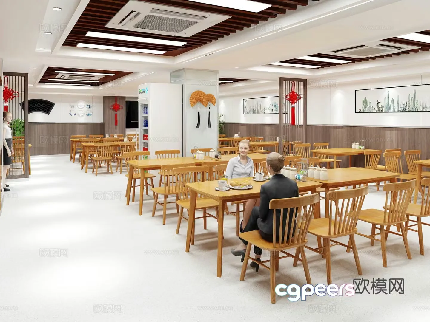 Modern restaurant Employee canteen Catering store Employee restaurant 3D model