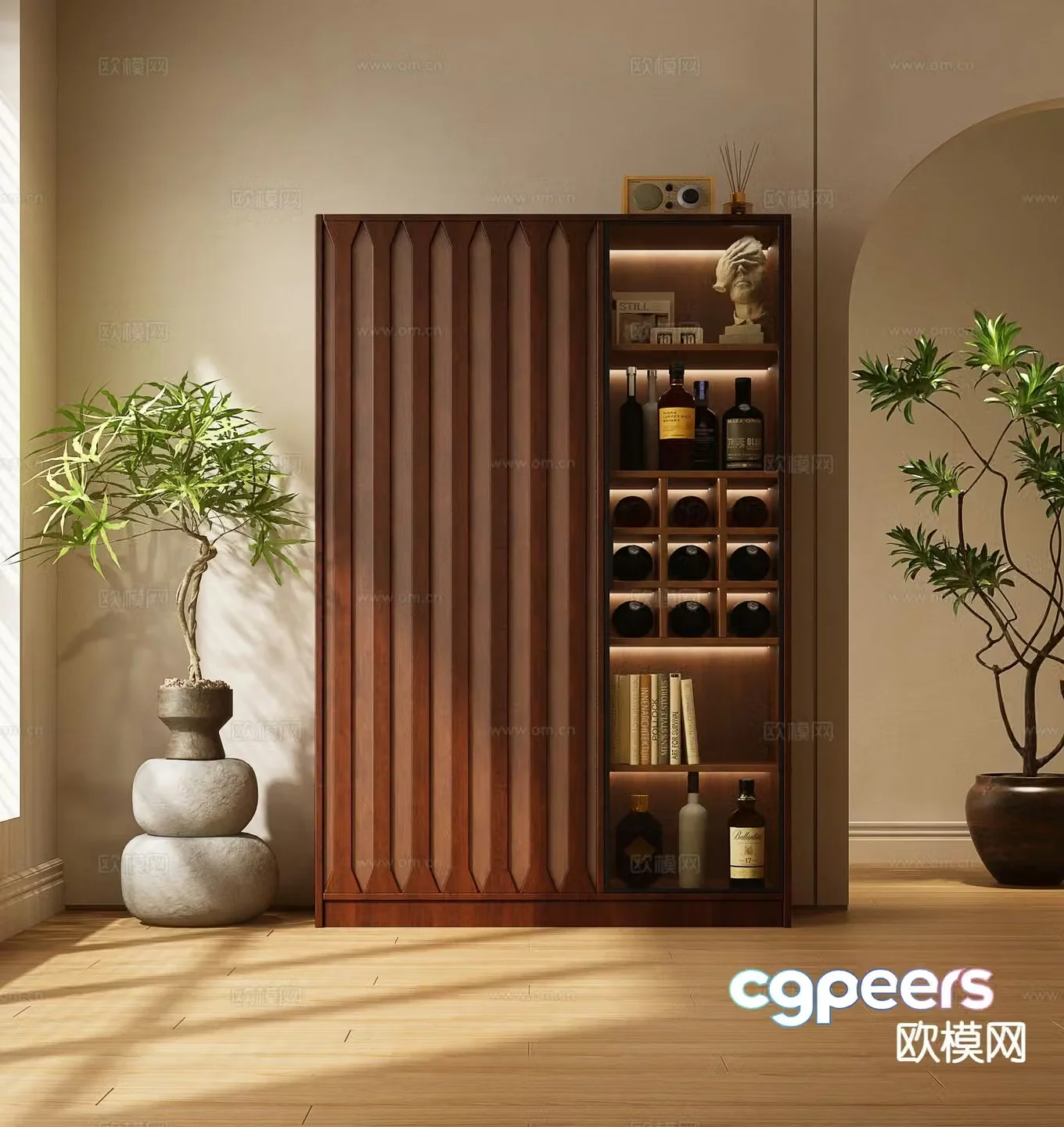 Middle-aged wine cabinet 3D model