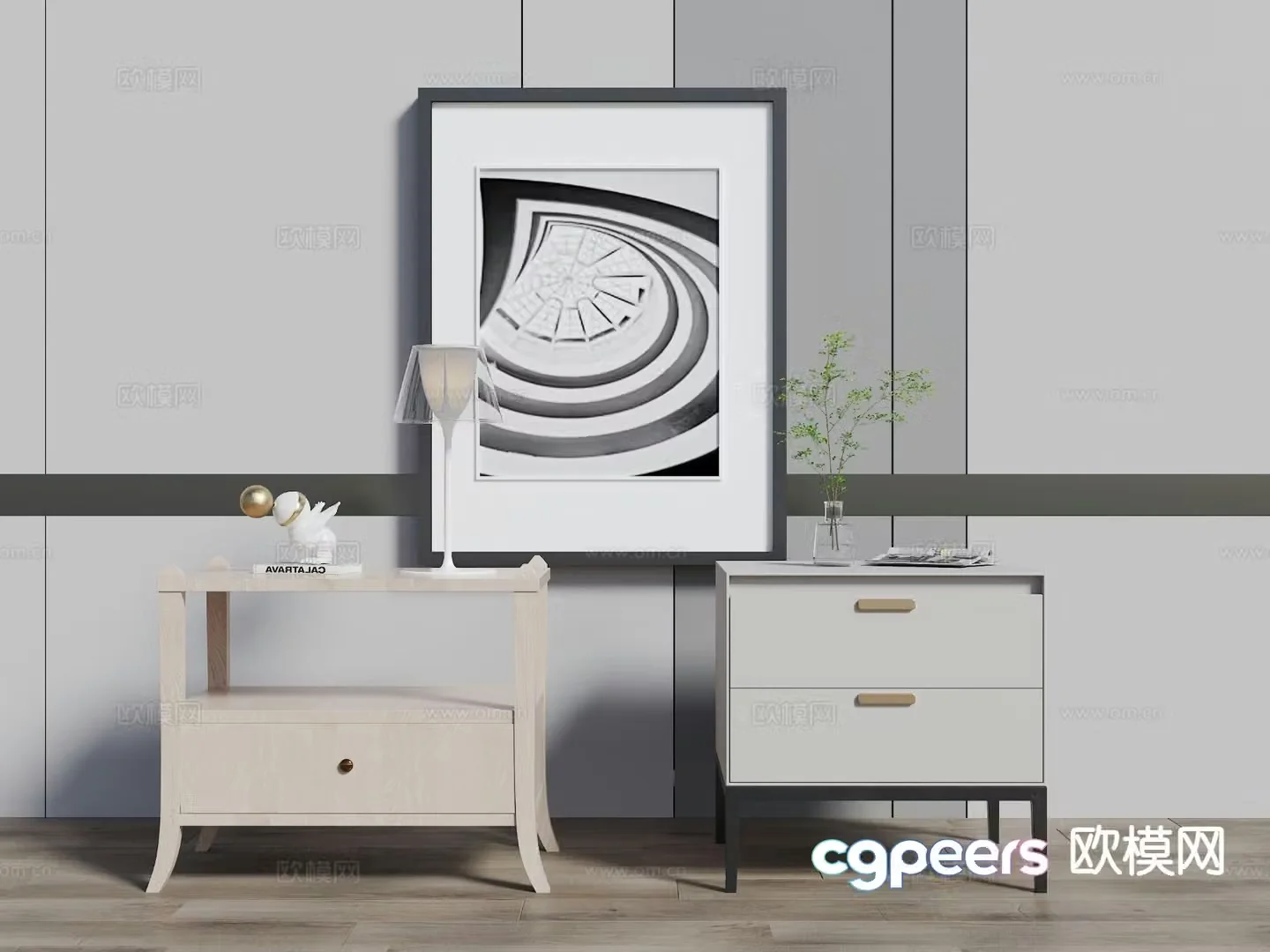 Modern bedside table 3d model