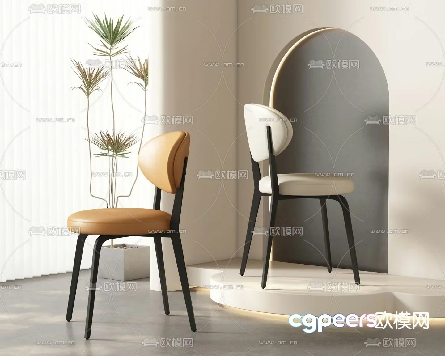 leather chair dining chair 3d model