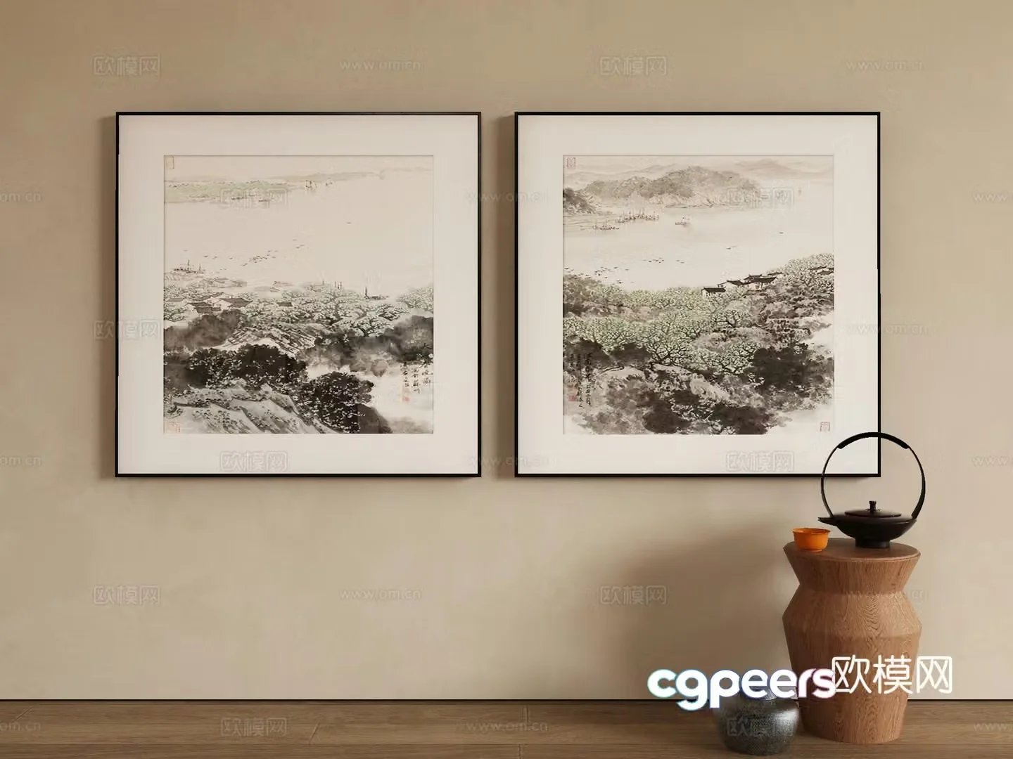 New Chinese style decorative painting 3D model