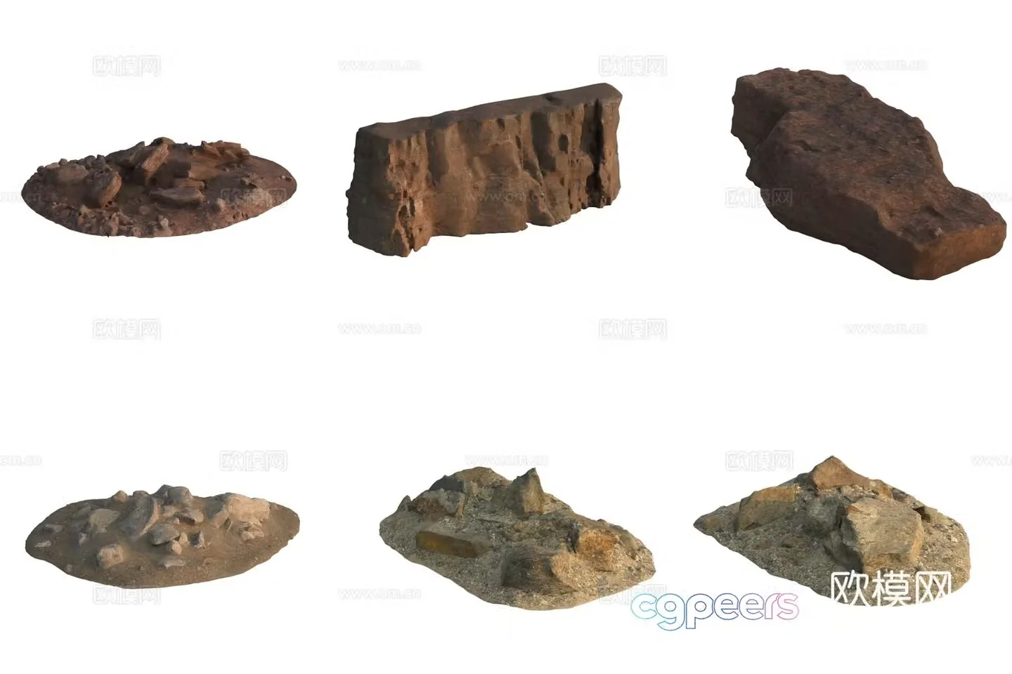 Quarry stone wall cliff huge stone pile 3d model