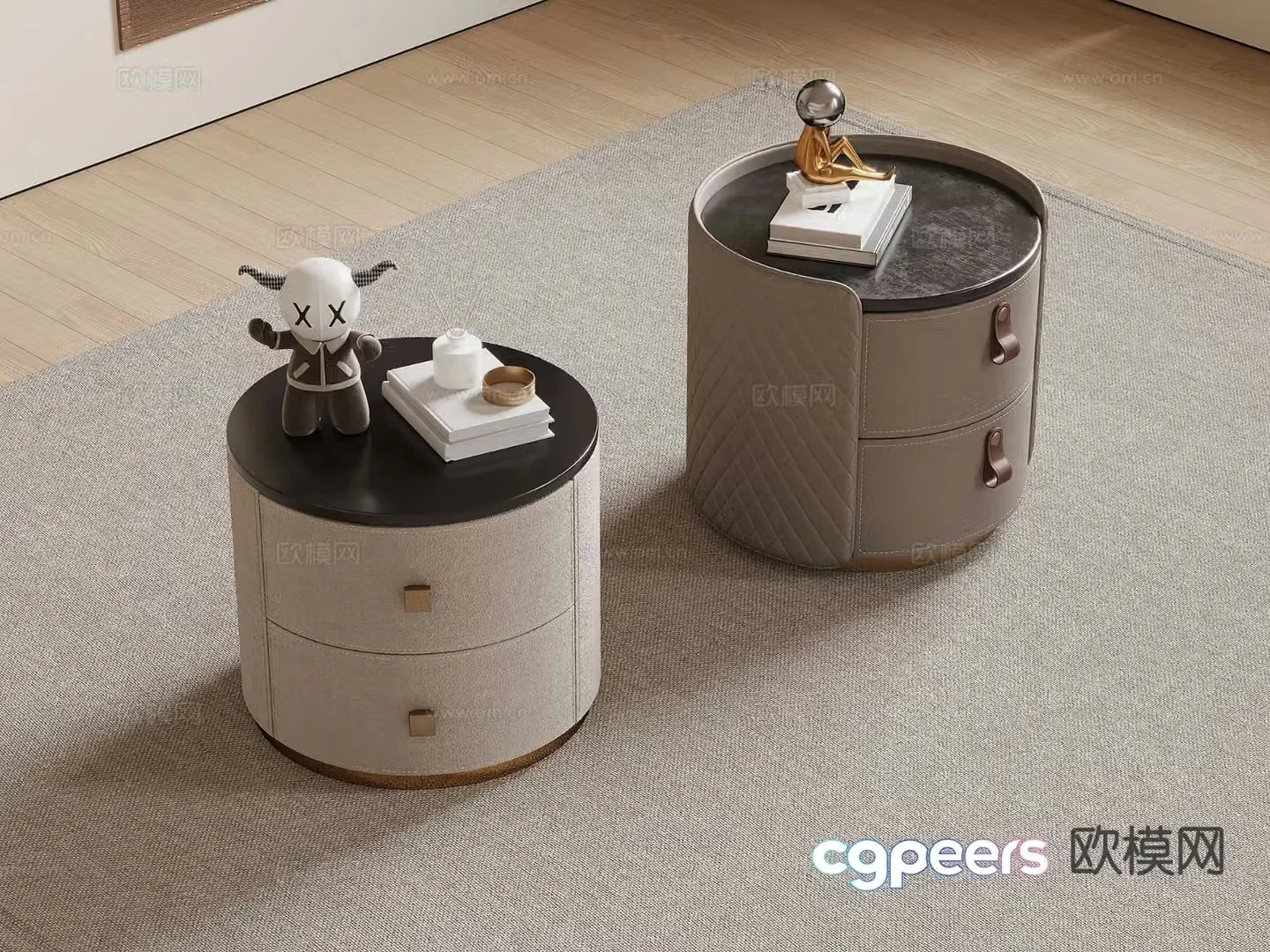 Modern round bedside table 3d model