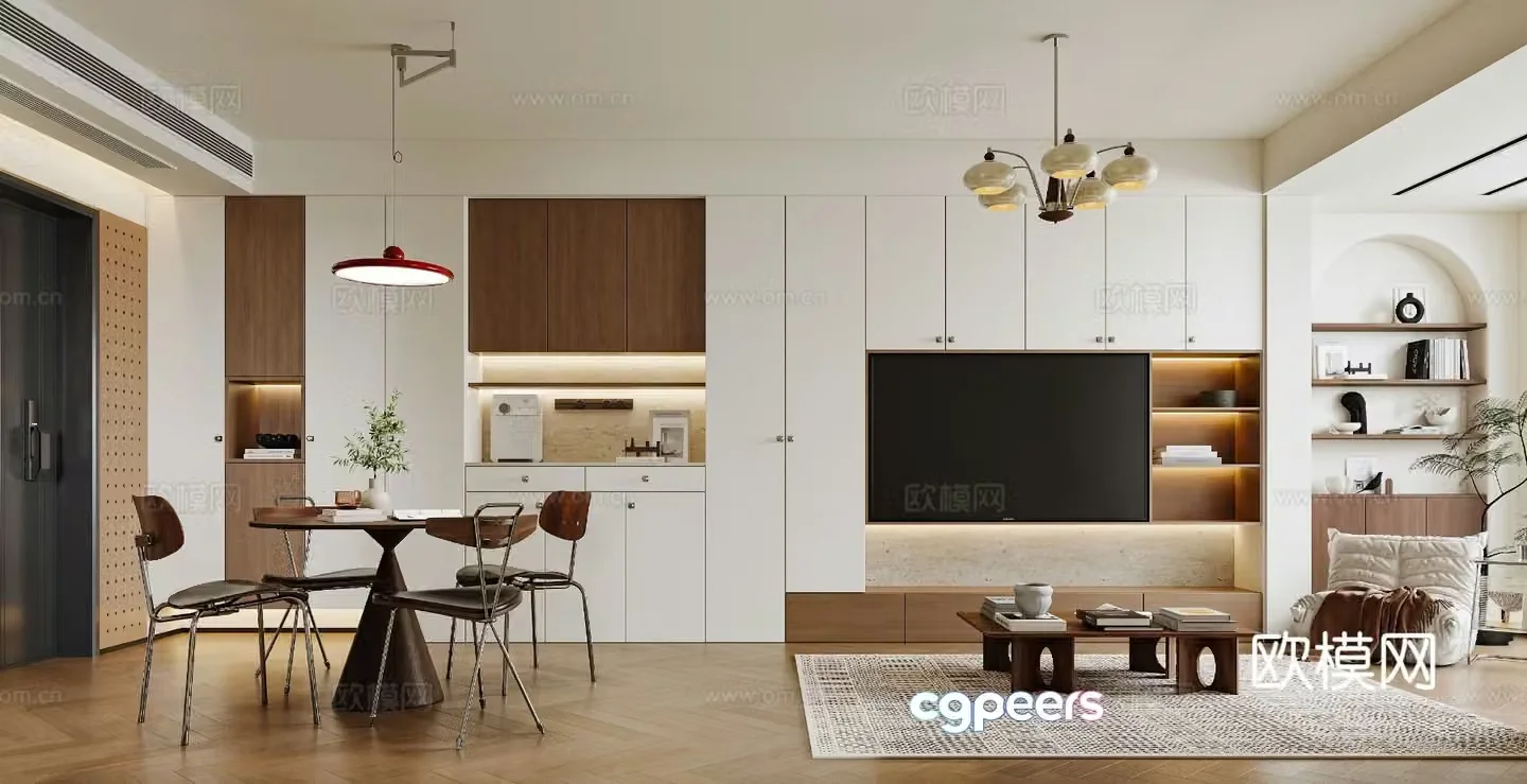 Middle style Bauhaus living and dining Bauhaus sofa Bauhaus dining table and chair Bauhaus chandeliers 3D model