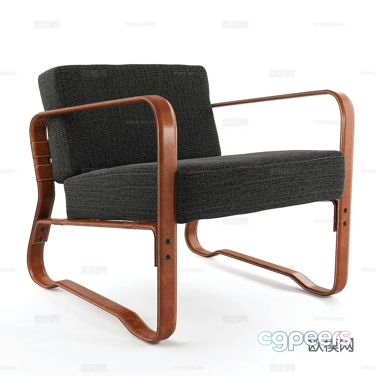 Medium-old leisure chair Medium-old single chair Backrest chair Armchair Fabric leisure chair Simple leisure chair 3D model