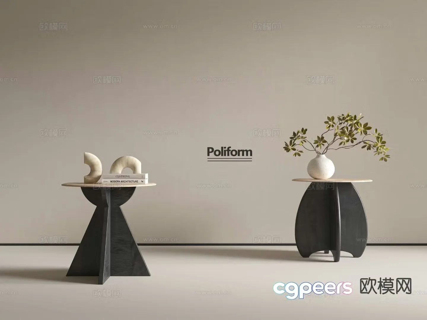 Wabi-sabi circle table side table 3D model