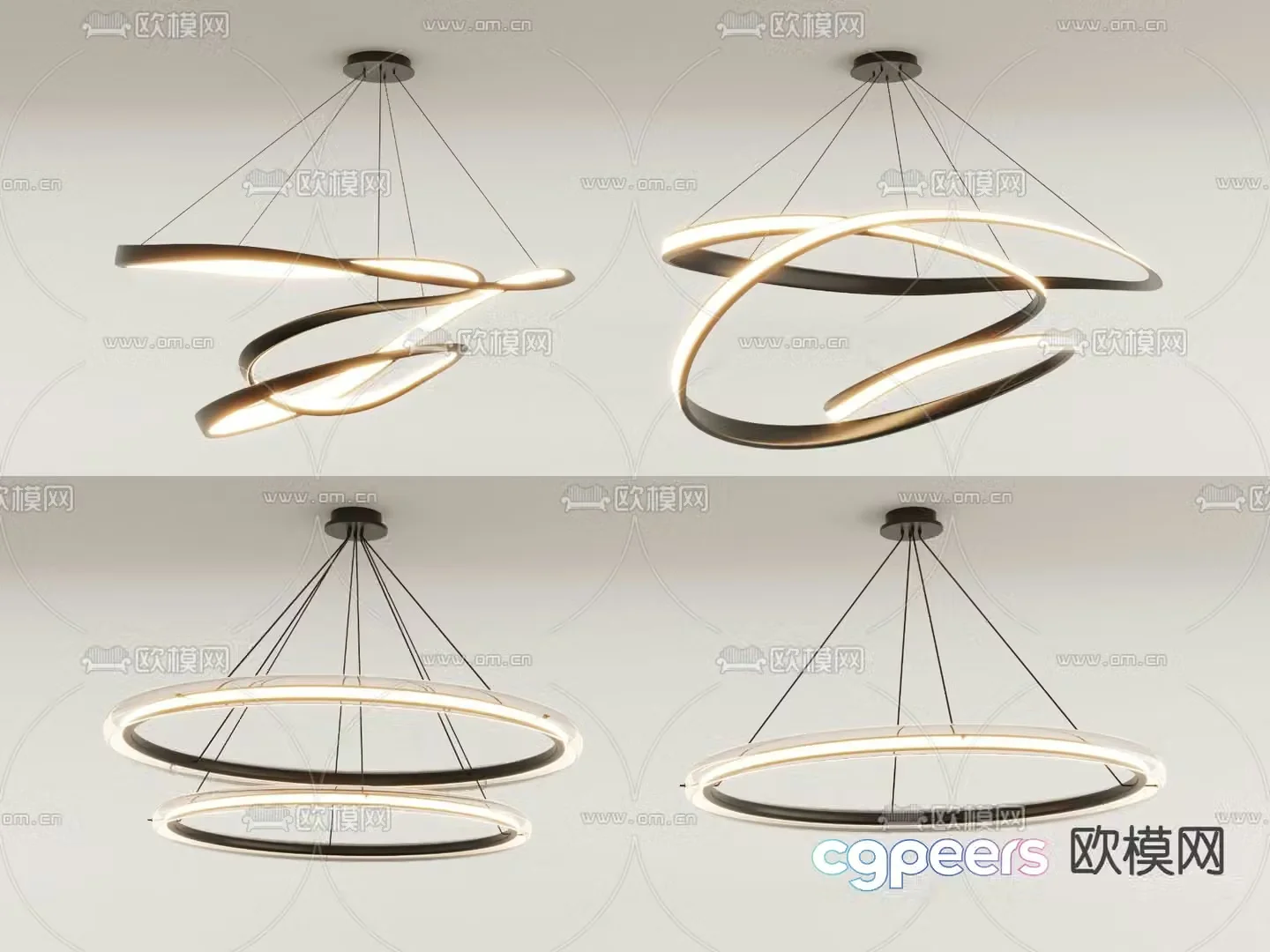 Ring chandelier hall chandelier 3d model