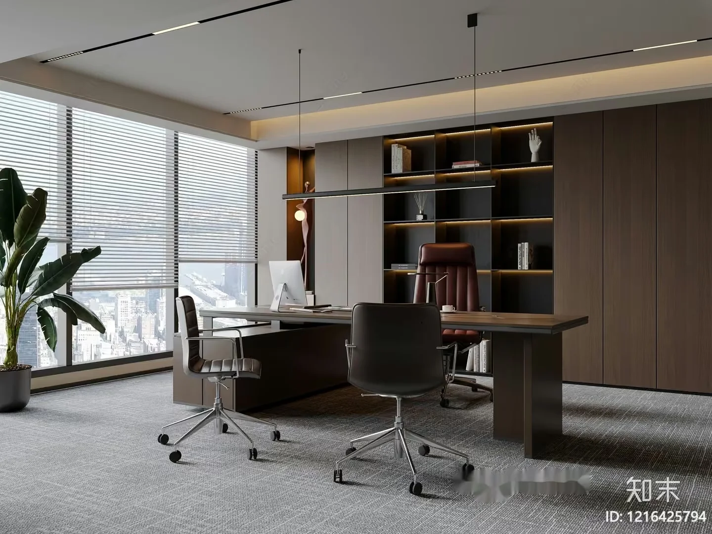 A Modern Office Space 3D Model – 14171 – VRAY Render