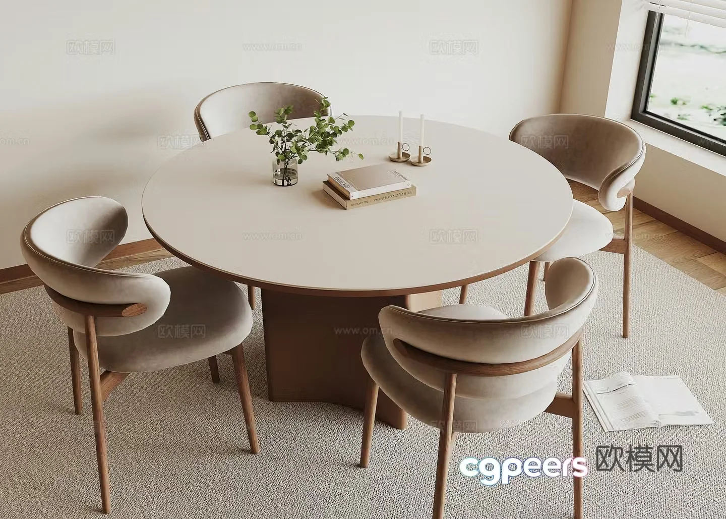 Modern dining table and chair 3d model
