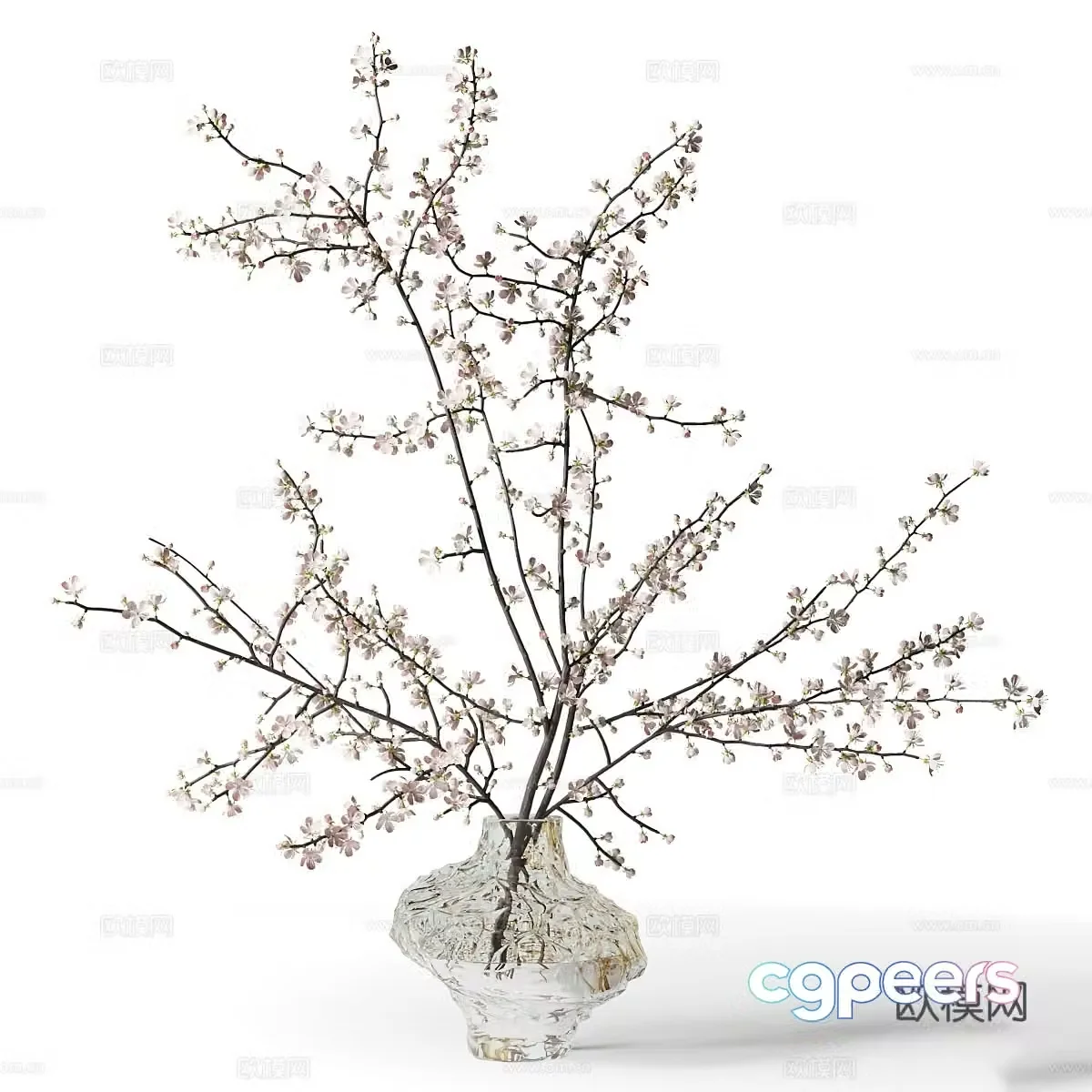 New Chinese vase flower art flower branch 3D model