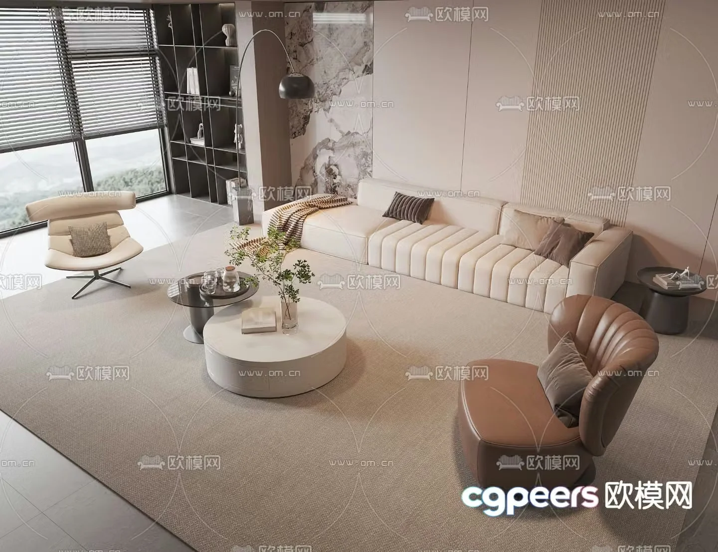 Modern modular sofa leather sofa 3d model