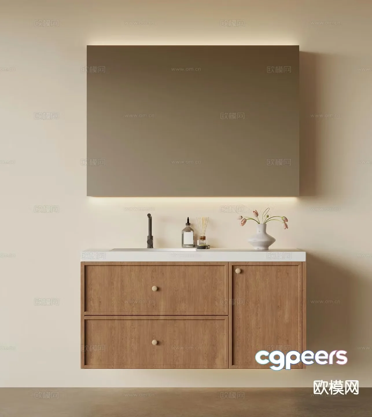 Medieval style bathroom cabinet mirror cabinet 3d model