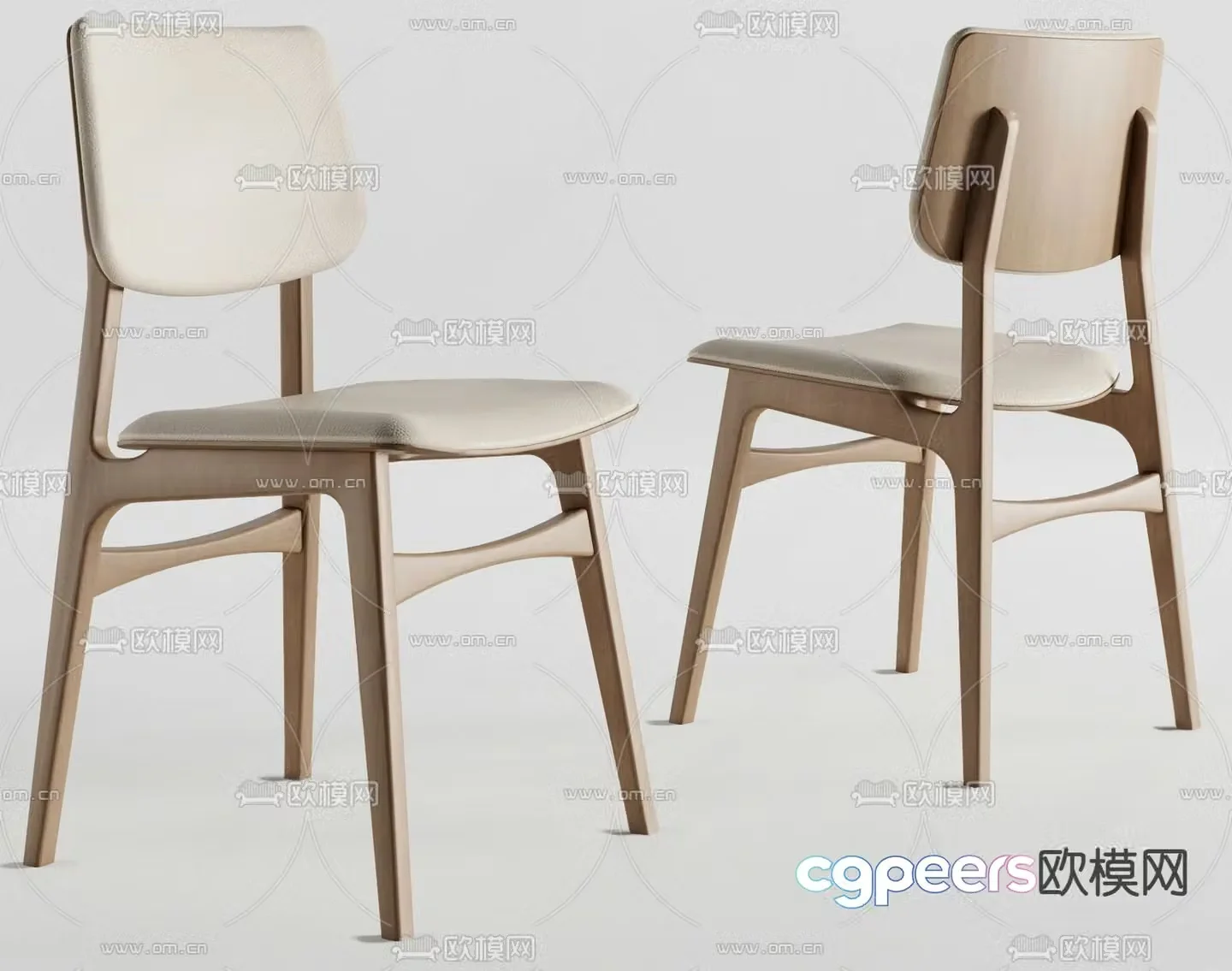 Log dining chair single chair 3d model