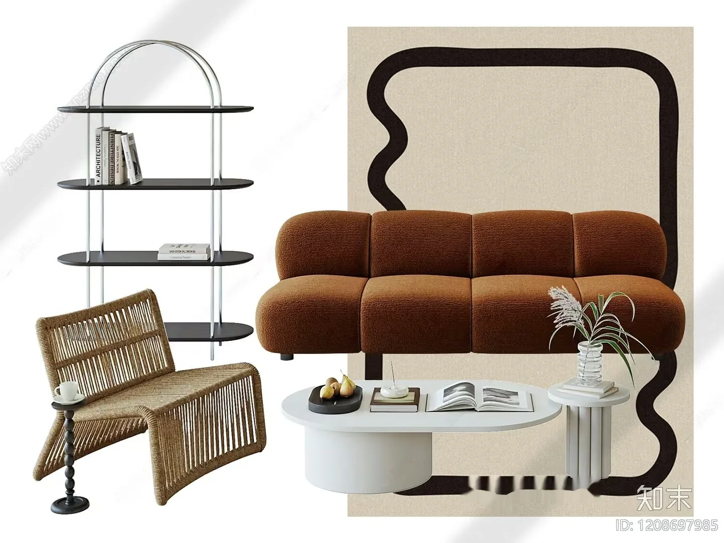 Modern Living Room 3D Model – 1098 – VRAY Render