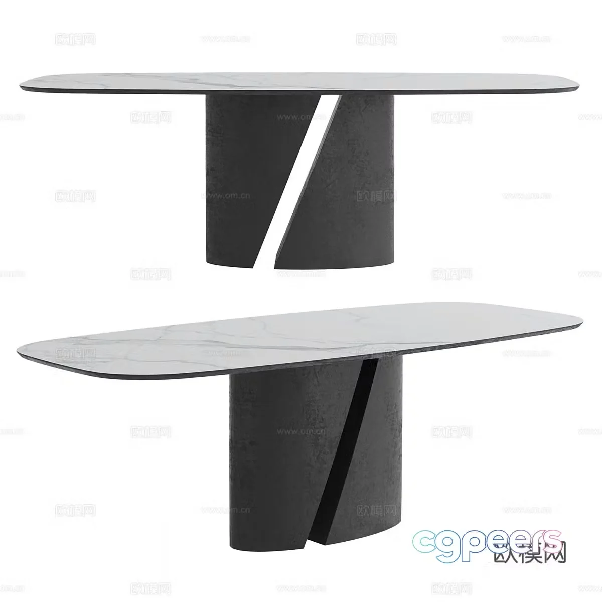 Modern Italian Kronco Dia rock slab dining table 3d model